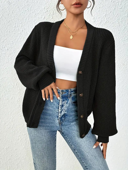 Cardigan Femme Minimaliste Élégant à Boutons Uni