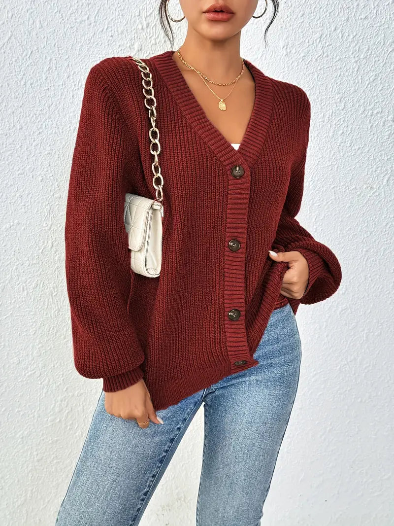 Cardigan Femme Minimaliste Élégant à Boutons Uni